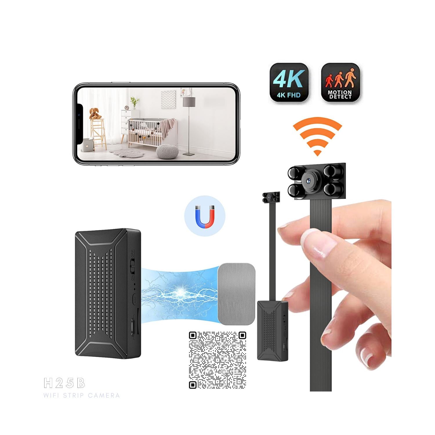 H25B 4K Smallest Night Vision Mini WiFi Strip Patta Spy Hidden Camera H25B 4K Smallest Night Vision Mini WiFi Strip Patta Spy Hidden Camera